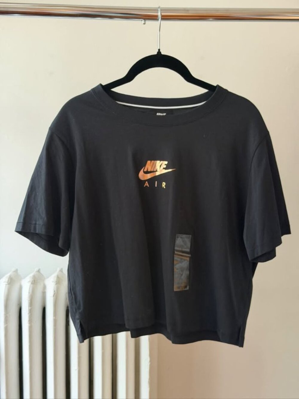Cropped Nike Air Black T-Shirt With Metallic Logo - Brand New, With Tags